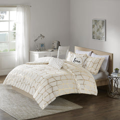 5-Piece Full/Queen 100% Polyester Brushed Microfiber Printed Comforter Set