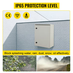 Electrical Enclosure, 24x24x8in, Tested to UL Standards NEMA 4 Outdoor Enclosure, IP65 Waterproof & Dustproof Cold-Rolled Carbon Steel Hinged Junction Box for Outdoor Indoor Use, with Rain Hood