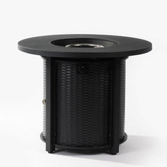 32" Propane Gas Fire Pit Table, 50000 BTU Round Steel Fire Pit for Outside Patio Deck Garden Courtyard-Black