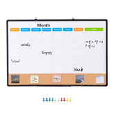 36"x 24" Monthly Calendar Whiteboard & Cork Board Combo with Aluminum Frame Bulletin Board