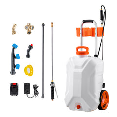 10 Gal Battery Powered Sprayer with Cart Wheeled 0-80 PSI Electric Weed Sprayer