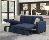 Navy Reversible Section with Pop-Up Sleeper and Storage Chaise