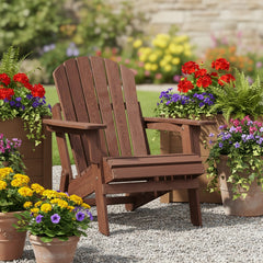 Oversize Wooden Outdoor Folding Adirondack Chair with Pre-Assembled BackRest & SeatBoard, Wood Patio Chair for Garden Backyard Porch Pool Deck Firepit