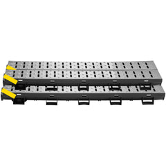 Trench Drain System, Channel Drain with Metal Grate, 5.7x3.1-Inch HDPE Drainage Trench, Black Plastic Garage Floor Drain, 5x39 Trench Drain Grate, with 5 End Caps, for Garden, Driveway-5 Pack