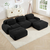 U-shaped modular sofa premiumCorduroy Fabric fabric no assembly anti-slip design pet-friendly extra-wide curved armrests 32D high-resilience sponge for living rooms bedrooms studie,Black