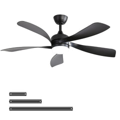 45 Inch Matte Black Smart Ceiling Fan with DC Motor Alexa APP Control Quiet Reversible Operation Dimmable Lighting and Timer