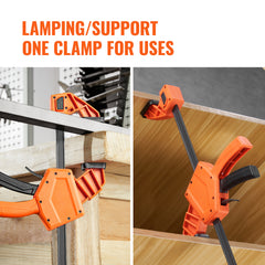 Bar Clamps for Woodworking, 2-Pack 24" One-Handed Clamp/Spreader, Quick-Change F Clamp with 300 lbs Load Limit, High-strength Plastic and Carbon Steel, Wood Clamps for Woodworking Metal Working