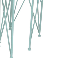 Mito 3pc Nesting Plant Stand Table, Brown Wood Top, X Cross Blue Metal