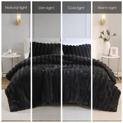 Ultrasoft Faux Fur Ribbed Comforter Set Full/Queen