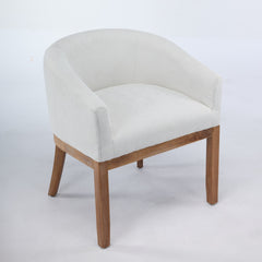 Mid Century Modern Upholstered Barrel Dining Chairs with Arms,Farmhouse Linen Kitchen & Dining Room Chairs with Natural Hardwood Frame, 19" W Accent Chairs for Living Room,Single Pack,Beige,SW1891BG