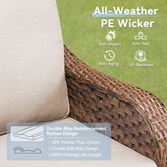 Patio Wicker Rocking Swivel Glider Rocker Cushioned Chairs Set of 2 for Porch Balcony Backyard, Beige