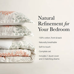 3-Piece King 100% Cotton Sateen Duvet Cover Set,Terracotta/Linen