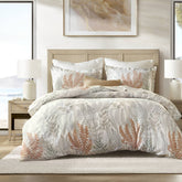 3-Piece King 100% Cotton Sateen Duvet Cover Set,Terracotta/Linen