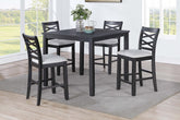 Dining Room Furniture 5pcs Set Charcoal Dining Table 4x Side Chairs Rubberwood Cross Back Design Chair Wooden Top