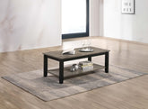 Gray And Black Two Tone Finish 1pc Coffee Table Under-Table Shelf Storage Living Room Rubberwood Walnut Veneer