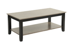 Gray And Black Two Tone Finish 1pc Coffee Table Under-Table Shelf Storage Living Room Rubberwood Walnut Veneer