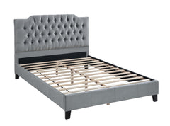 Gorgeous Gray Velvet Queen Size Bed 1pc Bedframe Modern Tufted Upholstered Headboard Bedroom Furniture