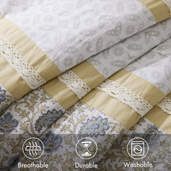 9 Piece Cotton Percale Comforter Set Yellow King