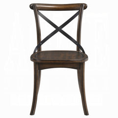 Dark Oak Finish Dining Side Chairs Set of 2 Wooden Kitchen Furniture X-Design Metal Accent Black
