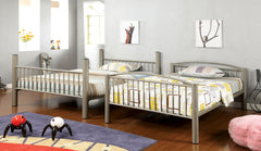 Metallic Gold Finish Contemporary Style Full Over Full Bunk Bed Full Metal Structure Movable Ladder Top Bed Rails Convert Into Two Separate Bed