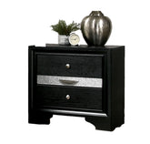 Contemporary Black 1pc Nightstand Nickle round Knob Handles English Dovetails Hidden Drawer Bedside Table