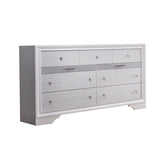Wooden Dresser with 7 Drawers and 2 Jewelry Drawer, White and Silver