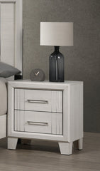 1pc Contemporary Two-Drawers Nightstand Bed Side Cabinet Wooden Furniture White/Beige Color