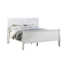 Classic White Sleigh 1pc Queen Size Bed Bedroom Furniture Louis Phillipe Bed Bracket Feet Wooden
