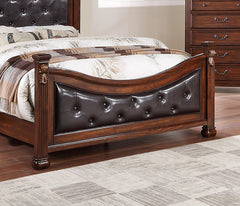 Formal Traditional Dark Cherry 1pc Eastern King Size Bed Tufted Faux Leather Headboard Footboard Bedframe