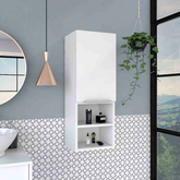 Medicine Single Door Cabinet 32" H, Two Interior Shelves, Two External Shelves, White