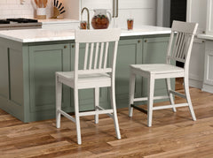 White Slat Back Counter Stools, Set of 2