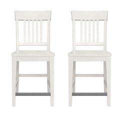 White Slat Back Counter Stools, Set of 2