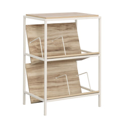 Accent Storage with Tilted Shelves, Acacia finish