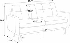 67.7" Wide Mid-Century Modern Upholstered Tufted Loveseat Sofa With Wooden Legs