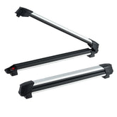 Ski & Snowboard Roof Rack, Carry up to 6 Pairs of Skis or 4 Snowboards, 2 PCS Aluminum Universal Car Roof Rack with Lock & Rubber Padding, Carrier for Fishing Rod, Fit Most Slotted Crossbars
