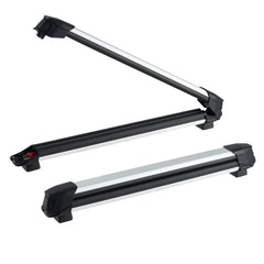 Ski & Snowboard Roof Rack, Carry up to 6 Pairs of Skis or 4 Snowboards, 2 PCS Aluminum Universal Car Roof Rack with Lock & Rubber Padding, Carrier for Fishing Rod, Fit Most Slotted Crossbars