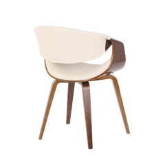 Symphony Mid-Century Modern Dining/Accent Chair in Walnut Wood and Cream Faux Leather by LumiSource