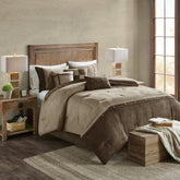 7 Piece Faux Suede Comforter Set Brown Cal King