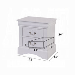 1pc Classic White Finish 2-Drawers Nightstand Louis Phillipe Style Bedroom Furniture