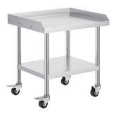 Stainless Steel Work Table, 24 x 28 x 30 Inch Commercial Food Prep Worktable with 4 Wheels, Casters, 3-Sided Backsplash Heavy Duty Prep Worktable, Metal Work Table for Restaurant Home Hotel