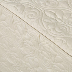 3 Piece Split Corner Pleated Quilted Bedspread Cream King