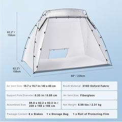Portable Paint Booth, Larger Spray Paint Tent with Built-in Floor & Mesh Screen, Painting Tent Station for Furniture DIY Hobby Tool, 7.5x5.2x5.2ft Spray Paint Shelter