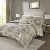7 Piece Textured Cotton Blend Comforter Set Gray King