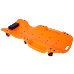 Plastic Creeper 48 Inch - Blow Molded Ergonomic HDPE Body with Padded Headrest & Dual Tool Trays - 440 Lbs Capacity ORANGE