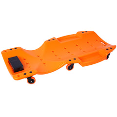 Plastic Creeper 48 Inch - Blow Molded Ergonomic HDPE Body with Padded Headrest & Dual Tool Trays - 440 Lbs Capacity ORANGE