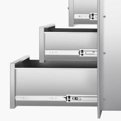 Outdoor Kitchen Drawers 18.11"W x 23.23"D x 23.23"H, Triple-Access Stainless Steel BBQ Drawers with Handles, BBQ Island Drawer for Outdoor Kitchens or Barbeque Island Patio Grill Station
