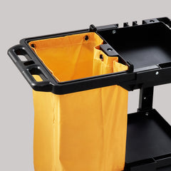 Cleaning Cart, 3-Shelf Commercial Janitorial Cart, 200 lbs Capacity Plastic Housekeeping Cart, with 25 Gallon PVC Bag, 47 x 20 x 38.6in, Yellow&Black