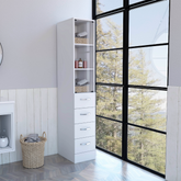 Linen Cabinet Artic, Three Shelves, Single Door, White Finish
