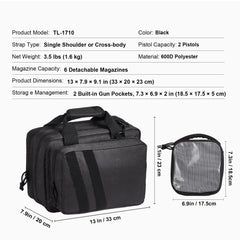 Tactical Pistol Backpack with 2 Pistol Cases, Gun Range Backpack with 6x Magazine Slots for Shooting and Hunting