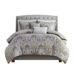 5 Piece Cotton Duvet Cover Set Grey King